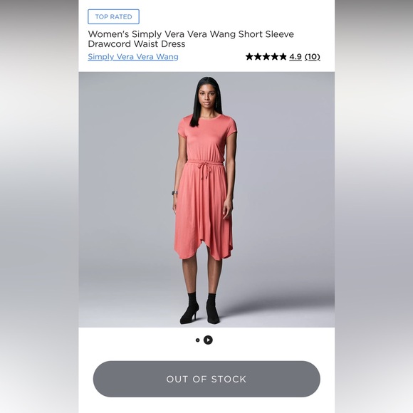 Simply Vera Vera Wang Short Sleeve Drawcord Waist Dress - Picture 7 of 7